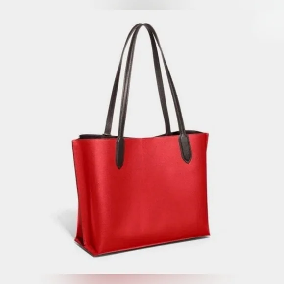 COACH Color-Block Leather Willow Tote Sport Red Multi NWT - Picture 4 of 6